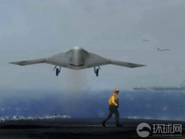 資料圖：X-47B無人機在航母上起降想象圖。