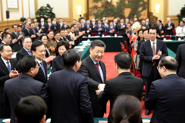 2018年3月10日，習(xí)近平參加十三屆全國人大一次會議重慶代表團(tuán)的審議。